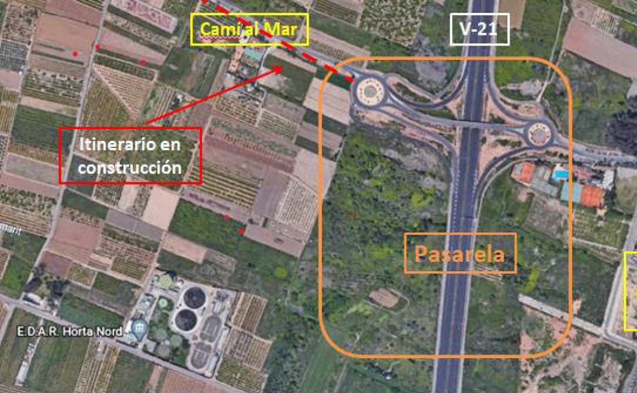 El plano en el que se muestra la nueva pasarela. 