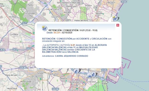 Mapa del tráfico de este viernes de la DGT.