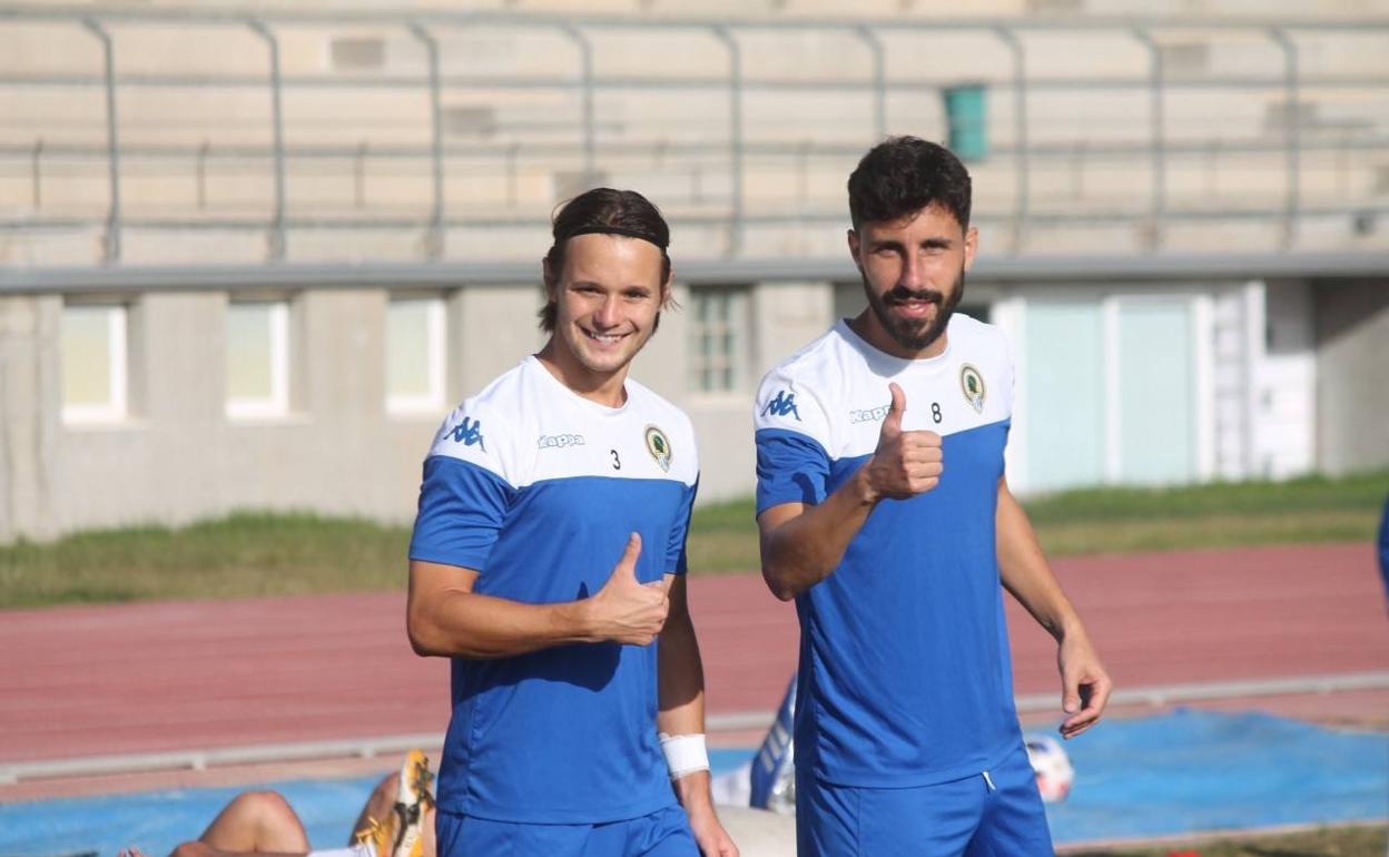 Nani y Diego Benito, durante un entrenamiento de esta semana. 