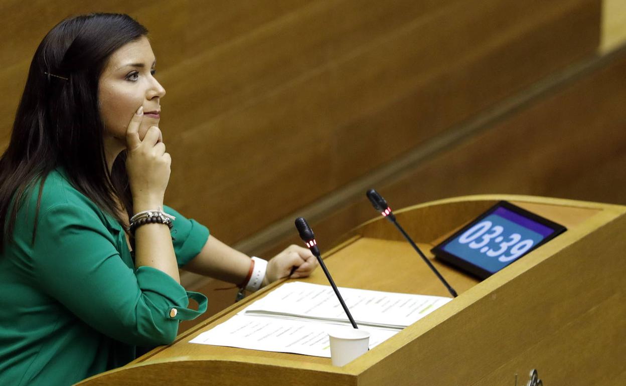 La portavoz de Ciudadanos, Mari Carmen Sánchez, durante un debate. 