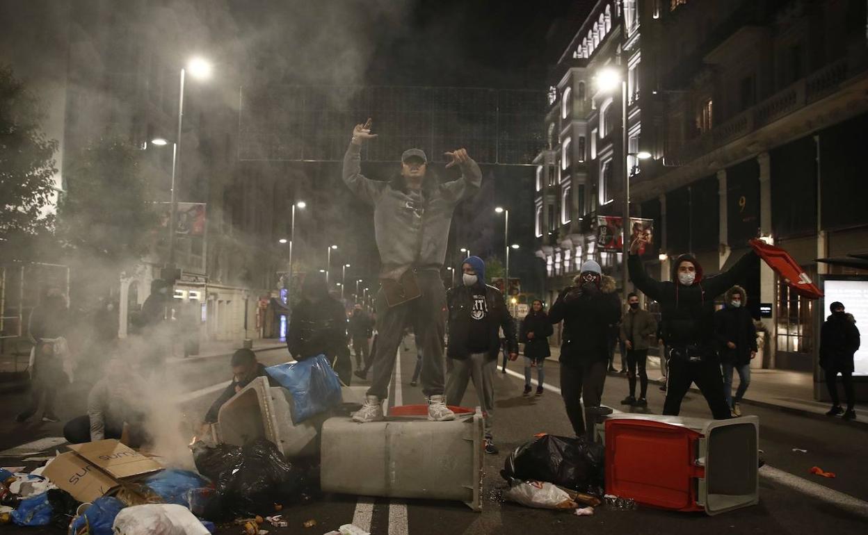 Protestas el sábado por la noche en la Gran Vía de Madrid.