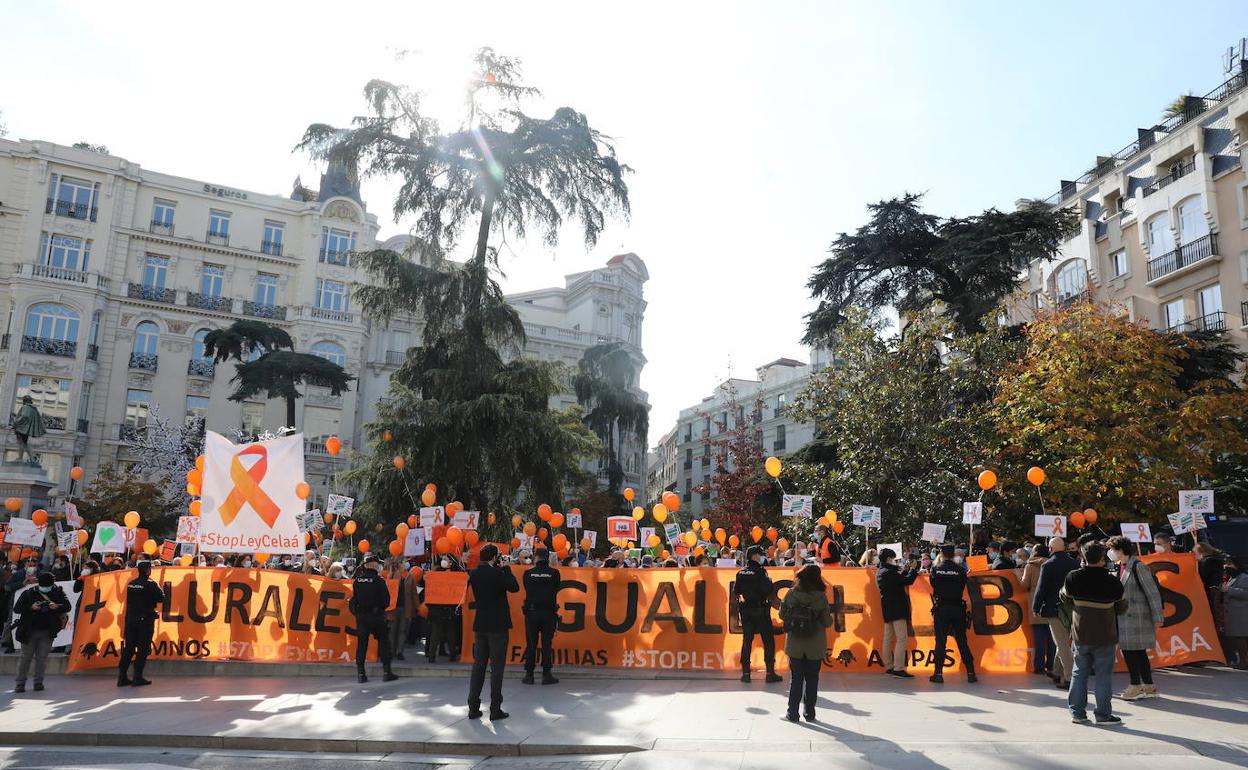 Concentración de la concertada dentro de la camapaña 'Más Plurales' contra la Lomloe. 