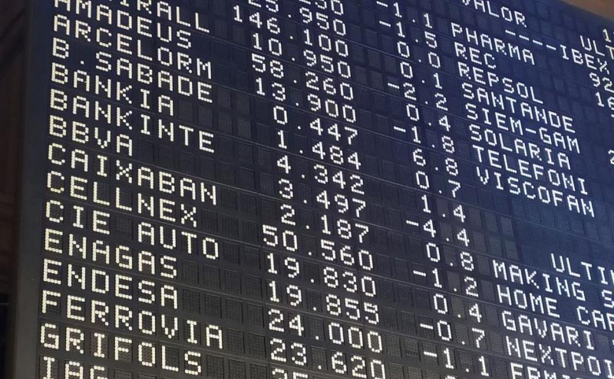 Paneles en la Bolsa de Madrid 