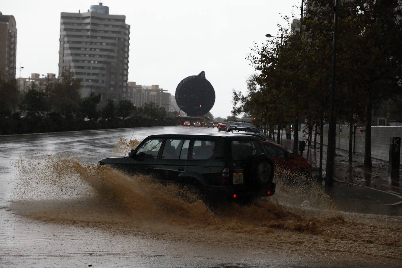 Fuerte tromba de agua en la ciudad de Valencia.