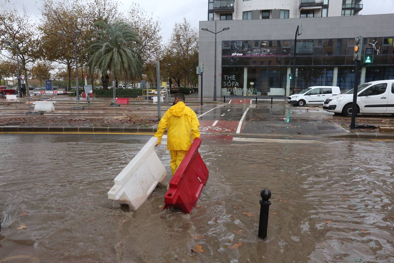 Fuerte tromba de agua en la ciudad de Valencia.