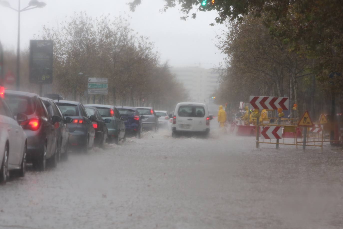 Fuerte tromba de agua en la ciudad de Valencia.