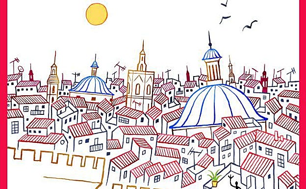 Postal de Calpurnio que retrata Ciutat Vella. 