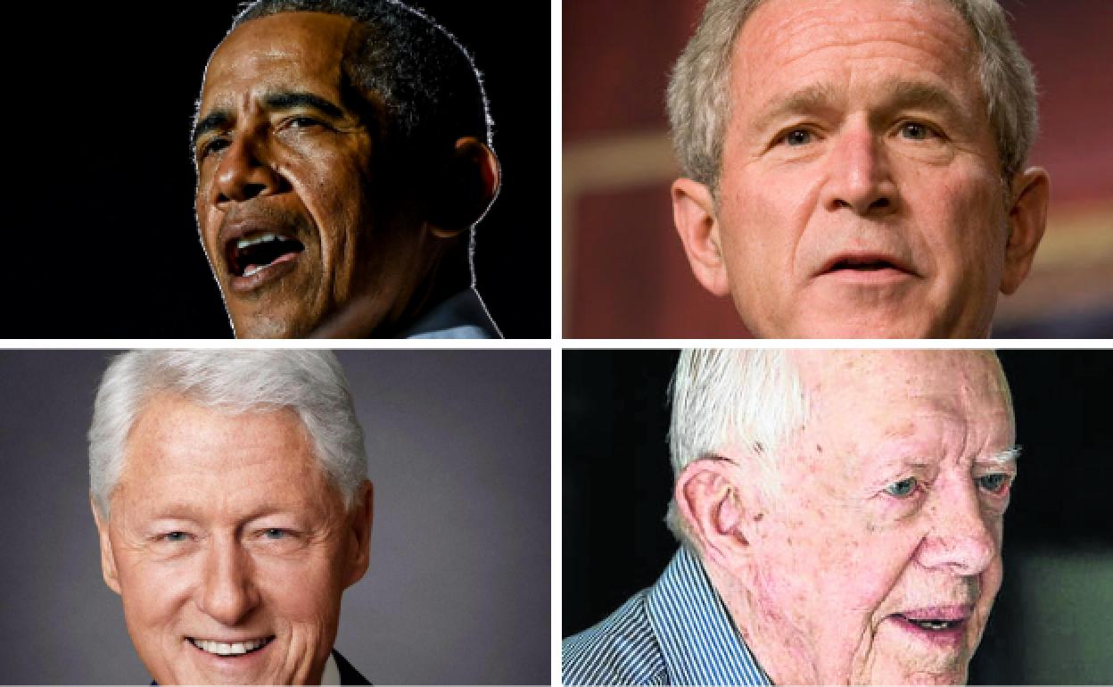 Barack Obama, George W. Bush, Bill Clinton y Jimmy Carter.