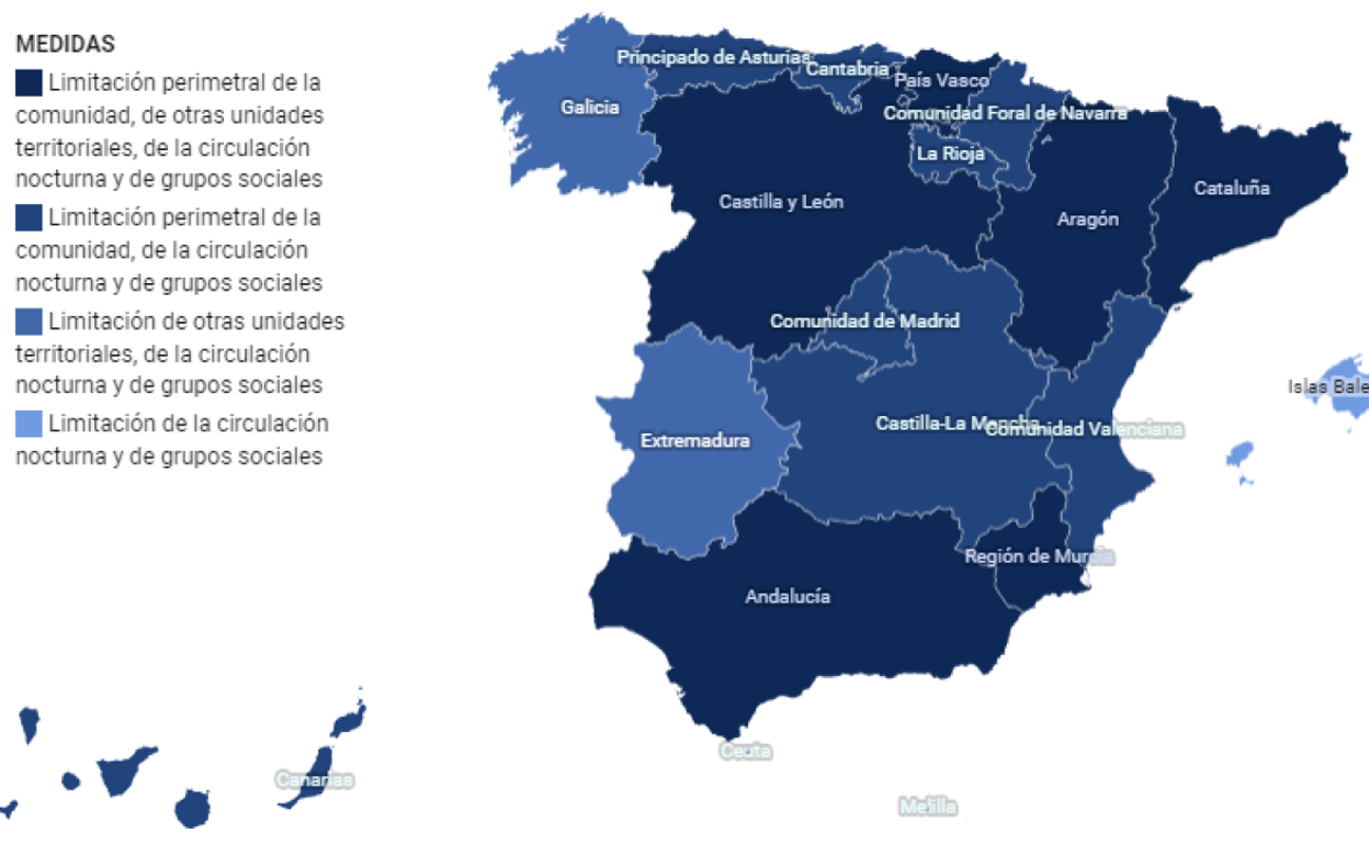 Las medidas para Navidad en cada comunidad autónoma: Cierre perimetral, reuniones y toque de queda