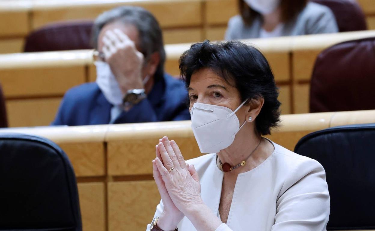 La ministra de Educación, Isabel Celaá, durante el pleno del Senado de este miércoles..