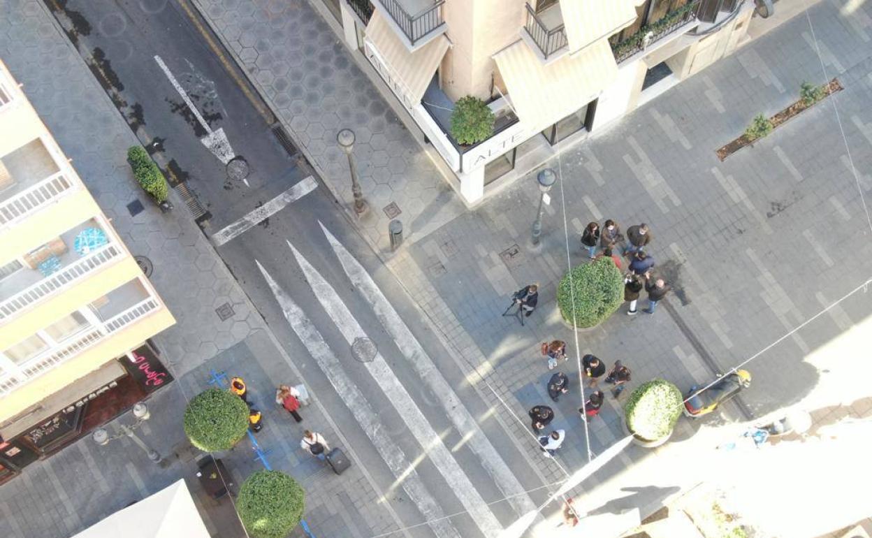 Imagen aérea de las calles del centro de Alicante durante el mediodía del 31 de diciembre. 