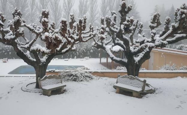 La nieve, este jueves, en Alcoi.