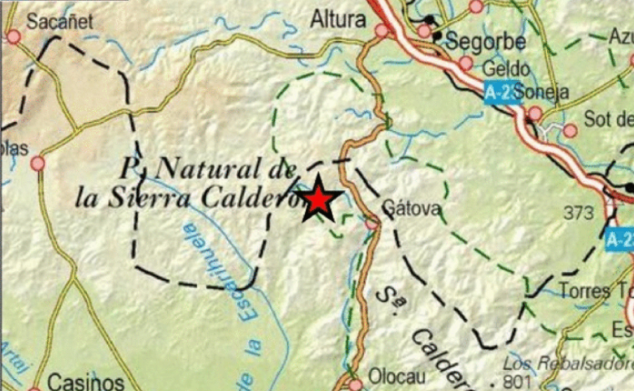 Epicentro del seísmo detectado por el Instituto Geográfico Nacional a las 7.36 horas de la mañana. 