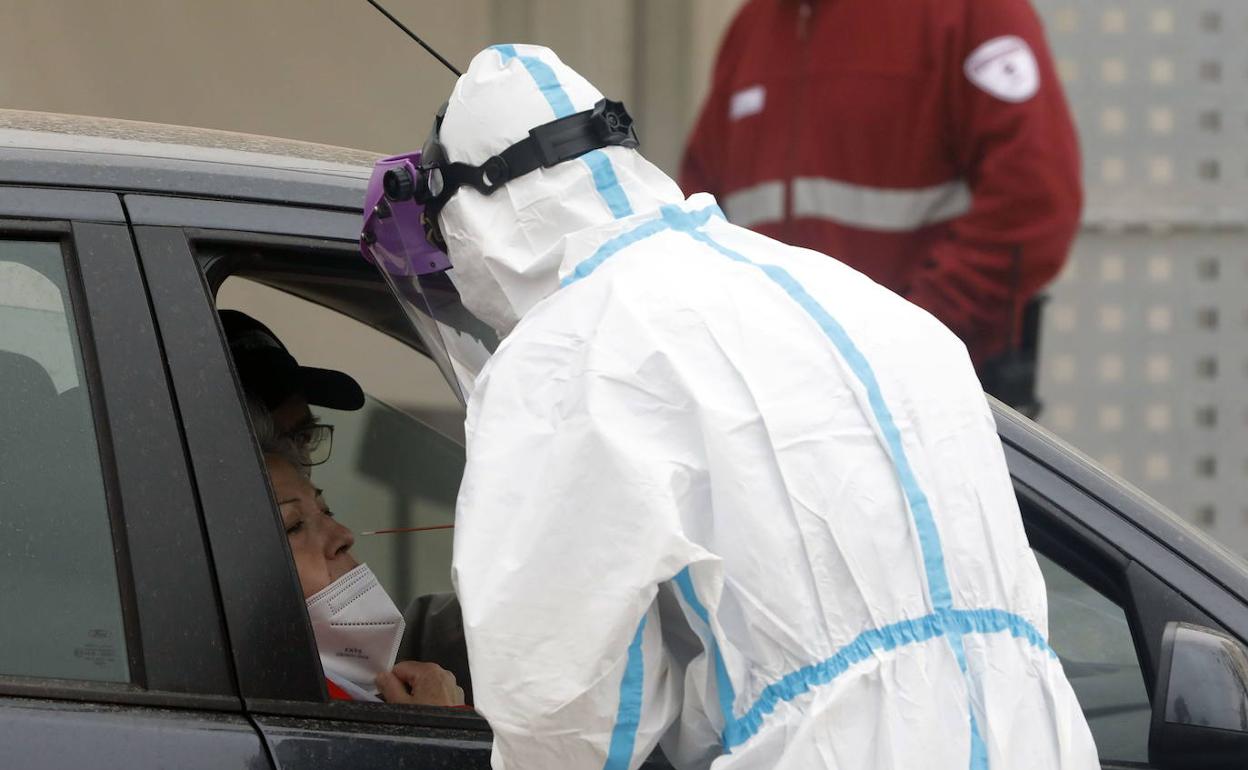 Un sanitario realiza una prueba PCR. 