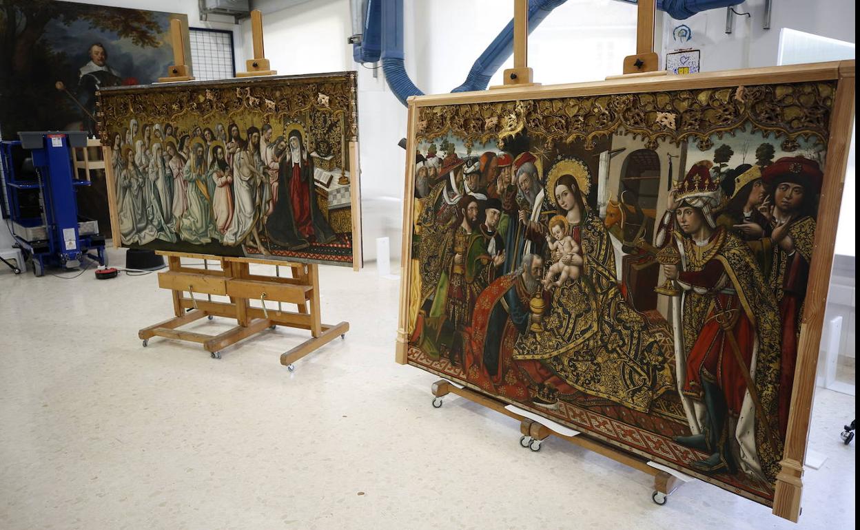 'Retablo de los Tres Reyes', obra del maestro de Perea en restauración desde 2010. 