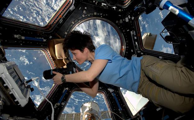 Samantha Cristoforetti, en la Estación Espacial Internacional.