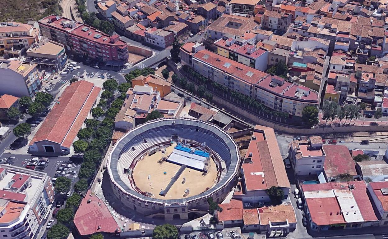 Imagen aérea de la plaza de toros de Ondara.