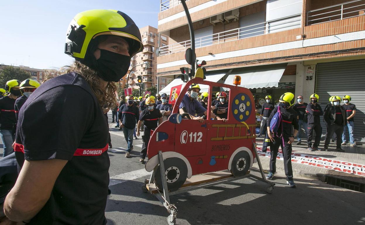 Una protesta de los bomberos del Consorcio. 