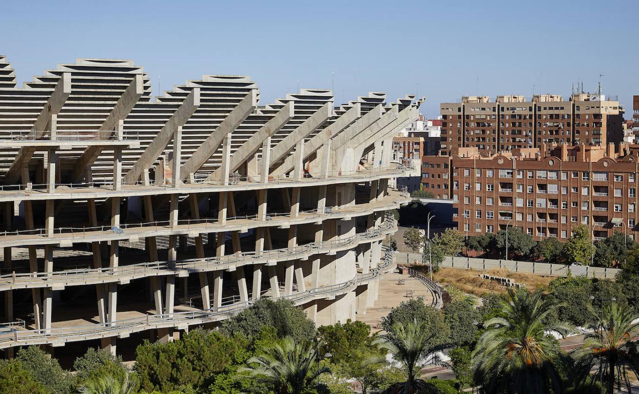 Aspecto actual de las obras del nuevo Mestalla.