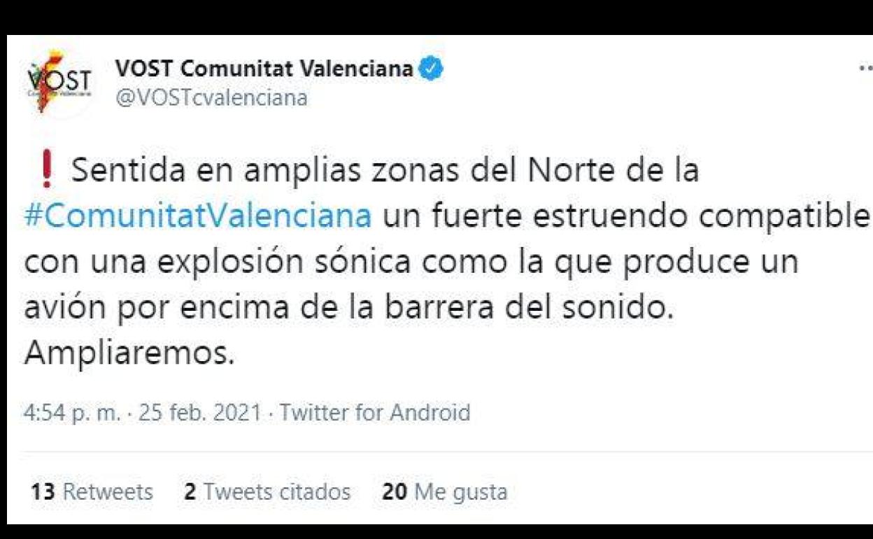 Una explosión sónica causa la alarma en Valencia