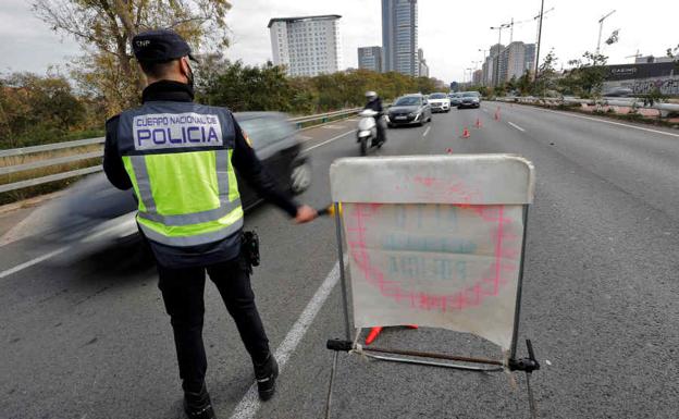 Control policial en Valencia.