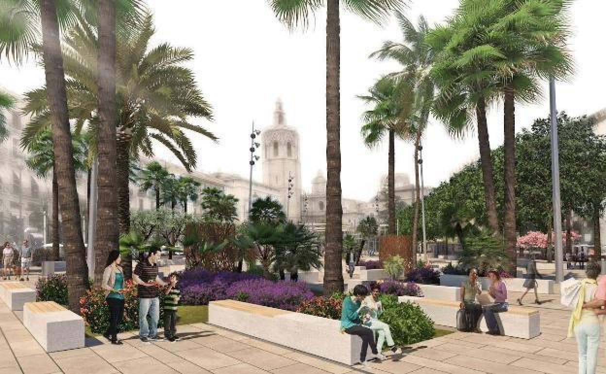 Figuración de cómo quedará la Plaza de la Reina tras la reforma