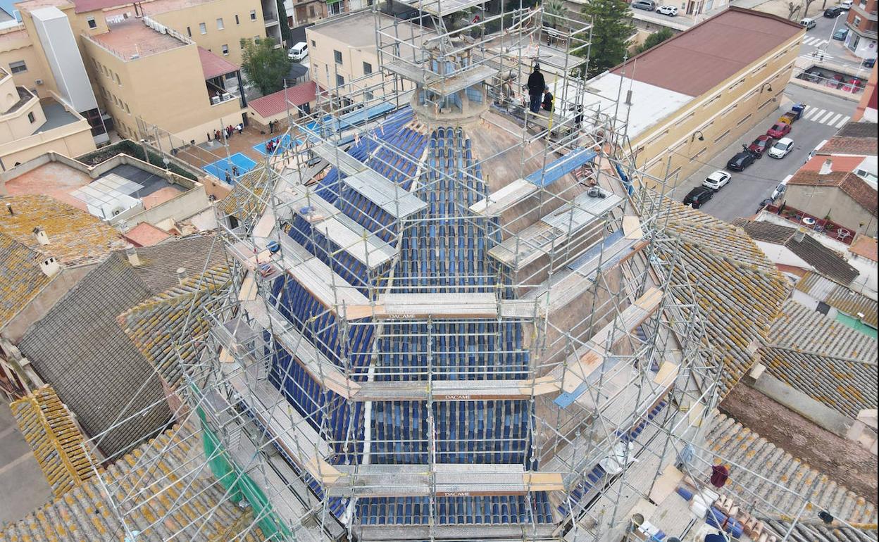 Los trabajos que se están realizando en la cúpula. 
