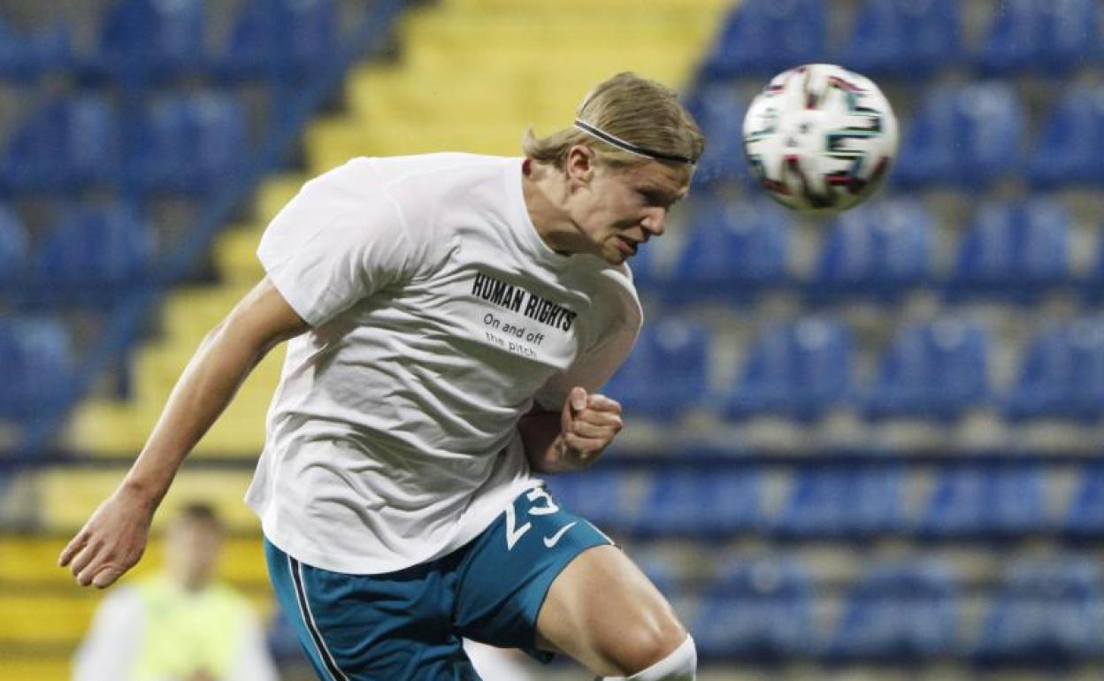 Erling Haaland, con la camiseta de la selección noruega. 