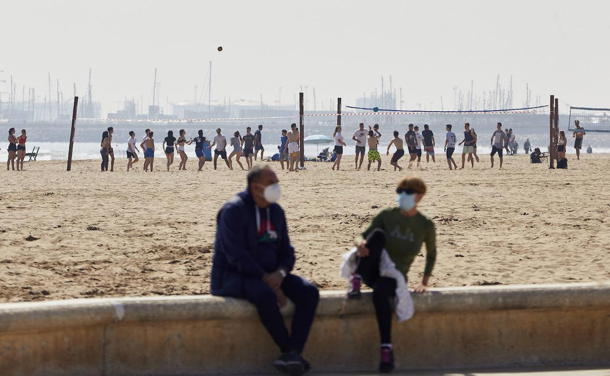 Imagen de la playa en Valencia esta semana. 