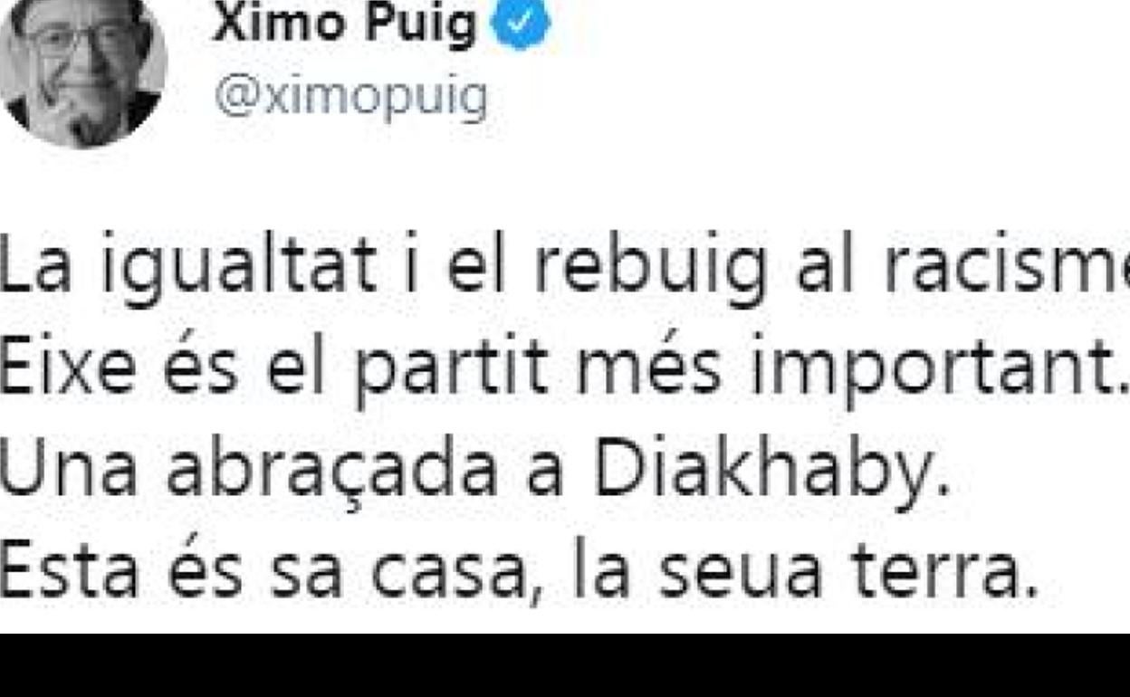 El tuit de apoyo de Ximo Puig