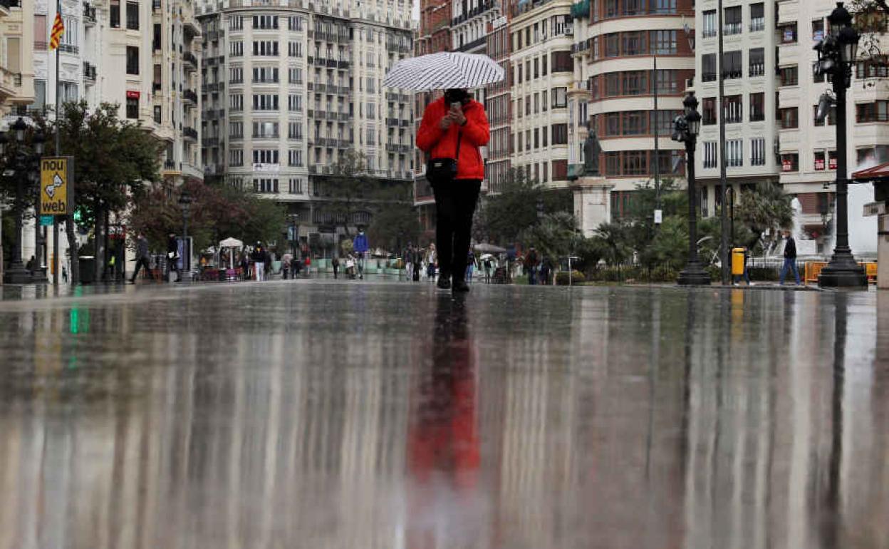Lluvia en la ciudad de Valencia.