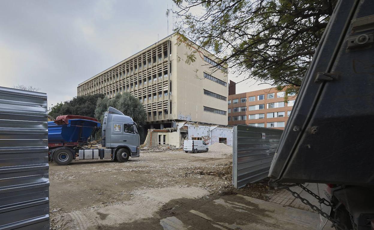 Obras de ampliación del Clínico el pasado febrero. 