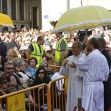Zona vallada en la plaza de la Virgen. 