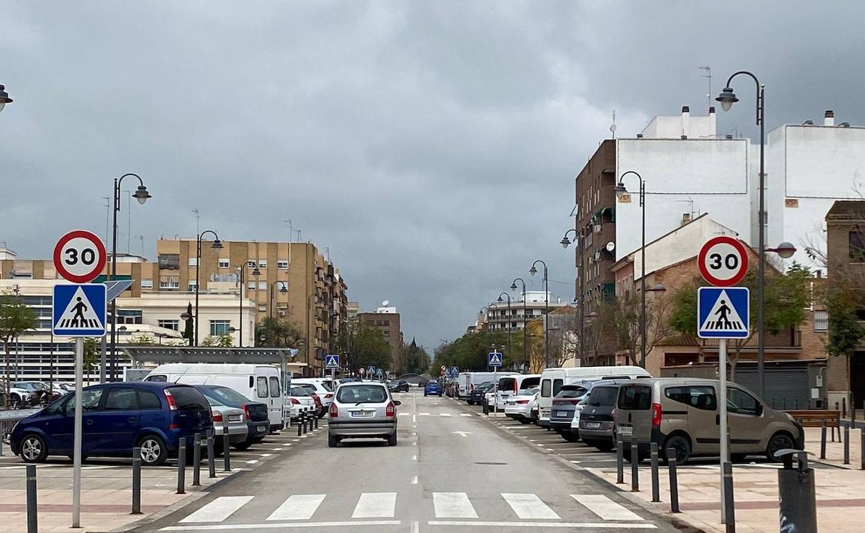 La calle Reverendo José Palacios, con la velocidad limitada a 30. 