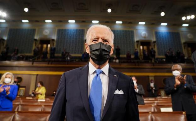 El presidente Joe Biden, durante su comparecencia en el Congreso. 