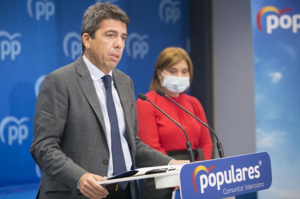 Mazón y Bonig, en la sede del PP. damián torres
