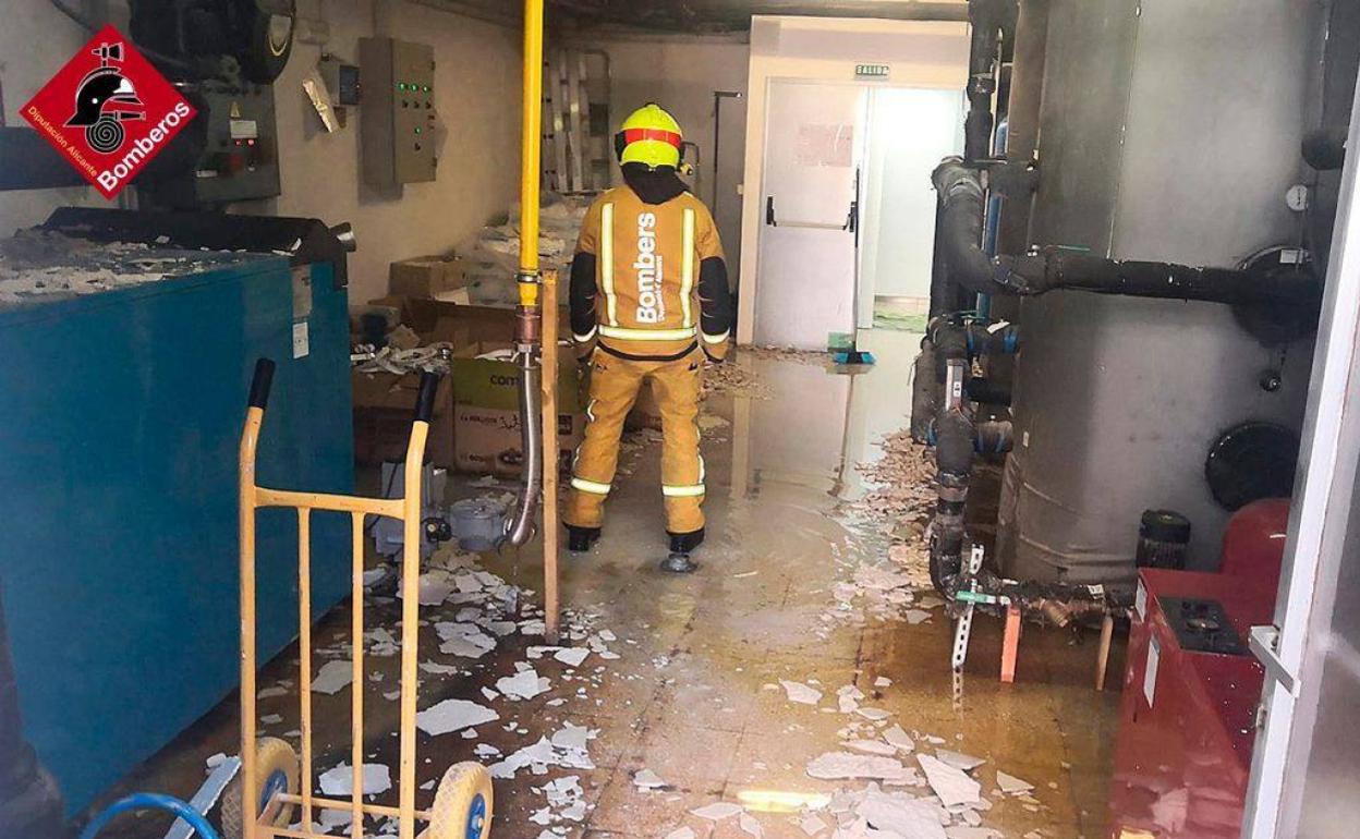 Imagen de la sala afectada en la residencia Emilio Salas de Alcoy. 