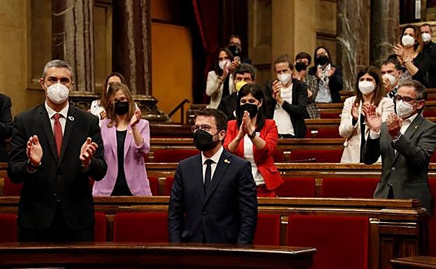 Pere Aragonès, este viernes en su escaño. 