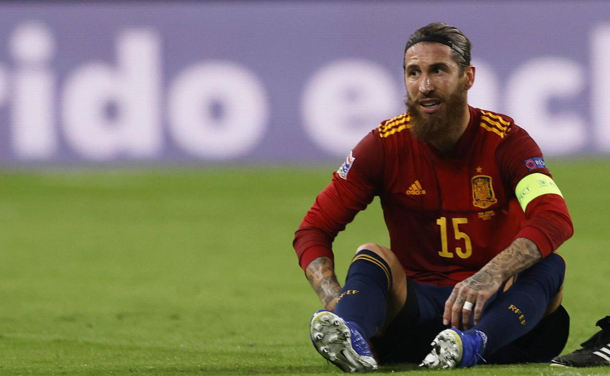 Sergio Ramos, en un partido con España. 