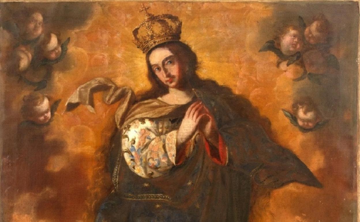 Óleo con la imagen de la Inmaculada, obra del pintor setabense Basilio Yago. 