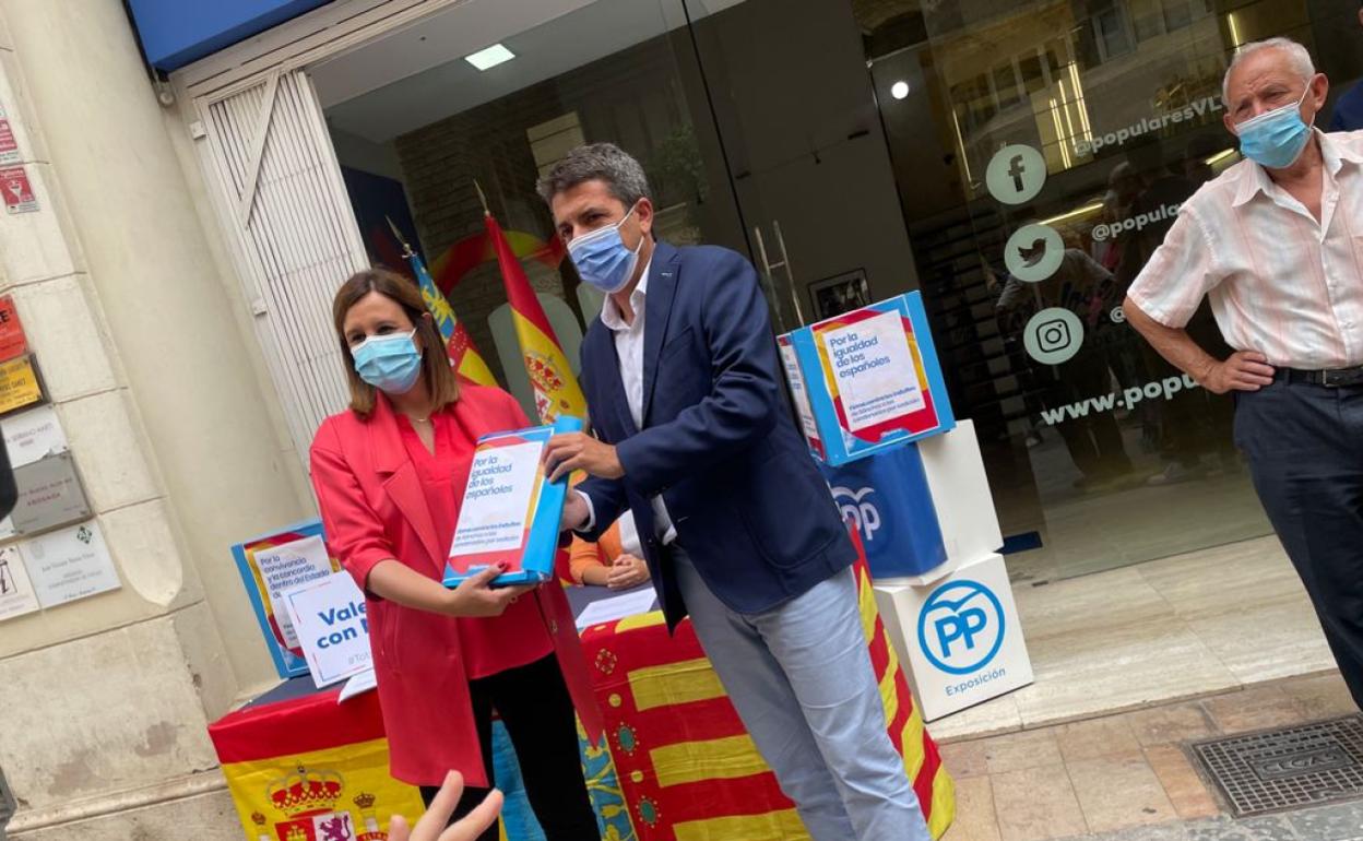 María José Catalá y Carlos Mazón, hoy en Valencia. 