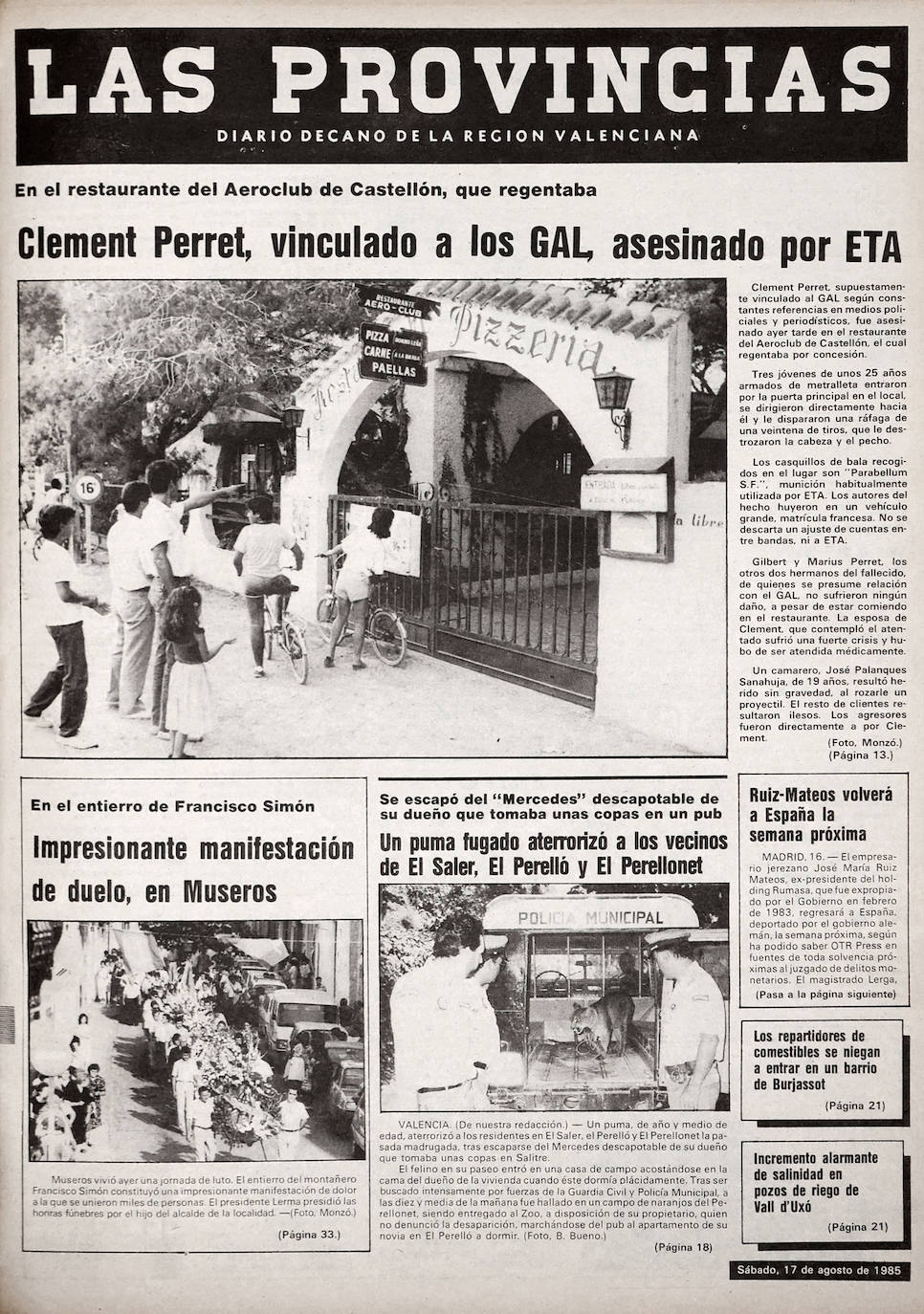 La Fundación Víctimas del Terrorismo trae a Valencia la exposición 'El terror a portada. 60 años de terrorismo en España a través de la prensa', arropada por Vocento con la huella humana y social del terror a través de las portadas del grupo. 