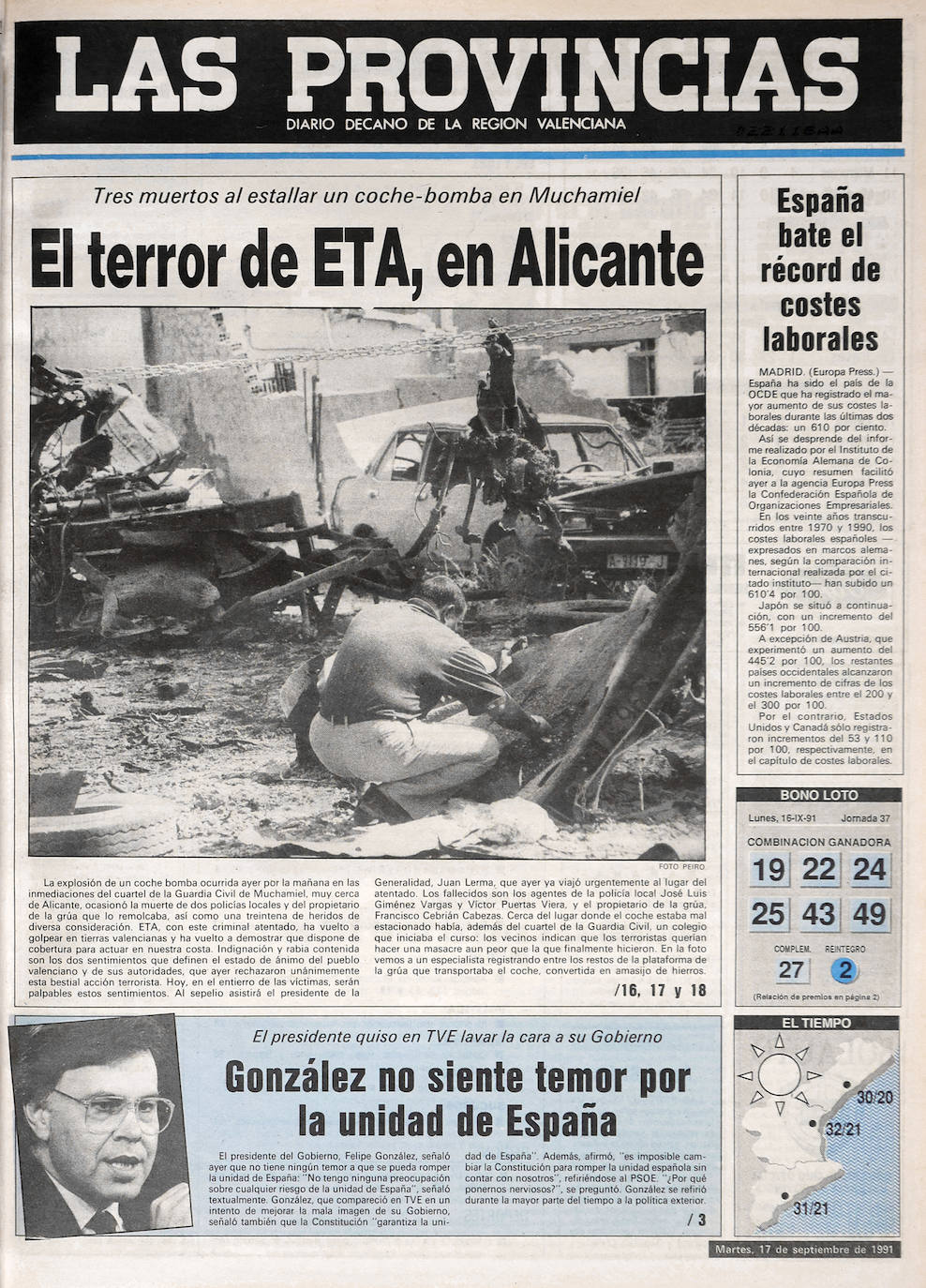 La Fundación Víctimas del Terrorismo trae a Valencia la exposición 'El terror a portada. 60 años de terrorismo en España a través de la prensa', arropada por Vocento con la huella humana y social del terror a través de las portadas del grupo. 