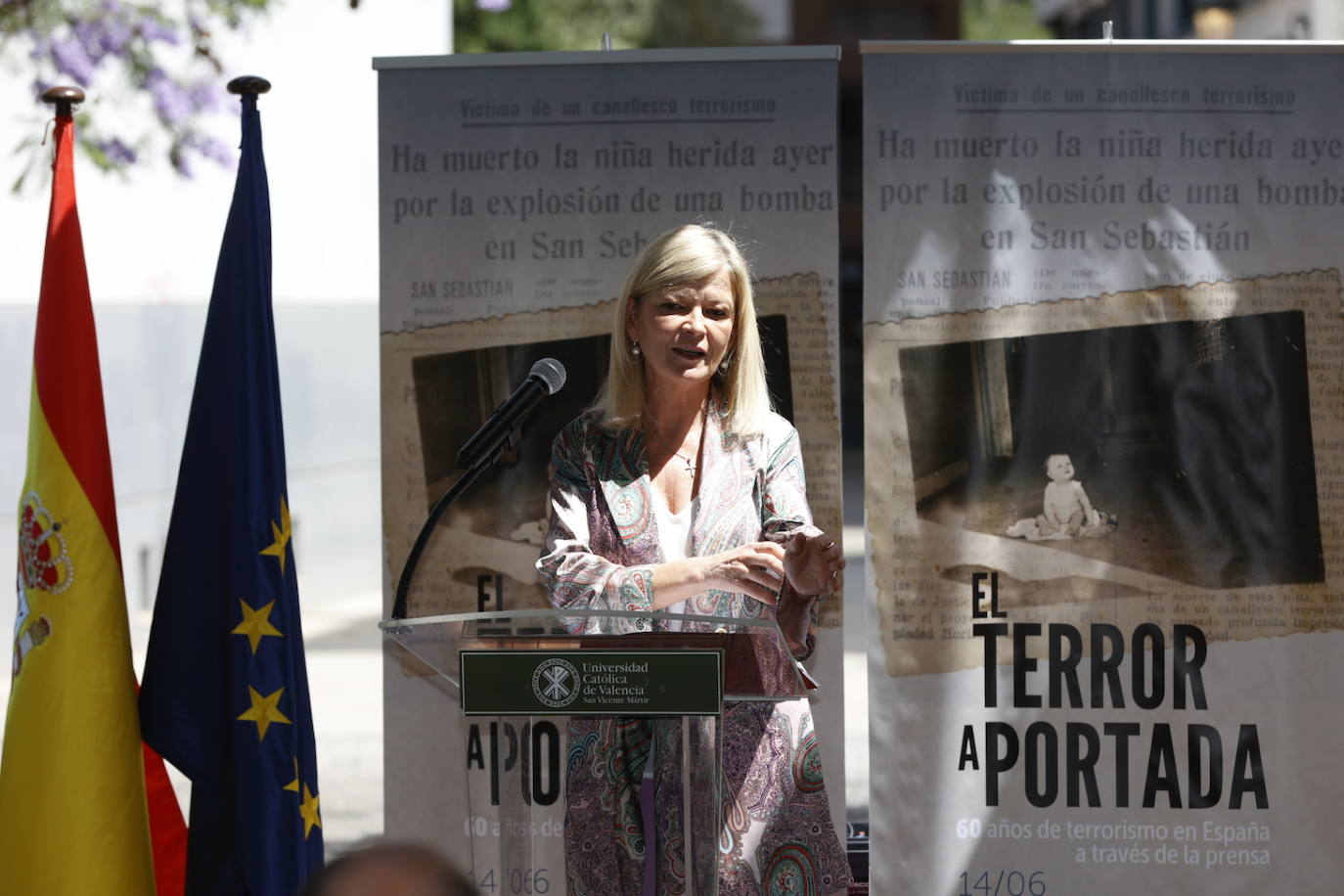 Valencia es ya sede para el recuerdo de 60 años de azote del terrorismo en toda España a través de la mirada de la prensa. La muestra se puede visitar en la sede de San Carlos de la Universidad Católica de Valencia.