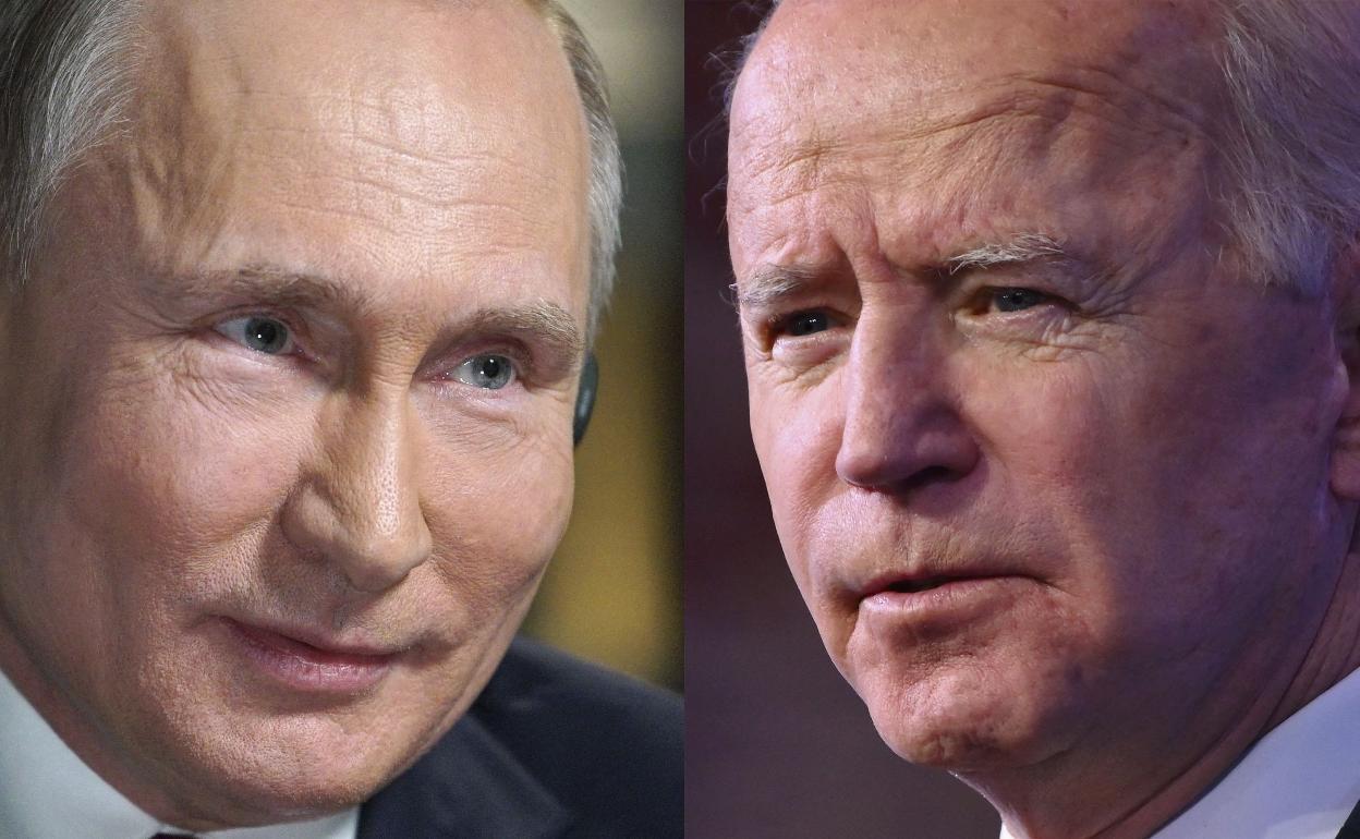 Vladímir Putin y Joe Biden.