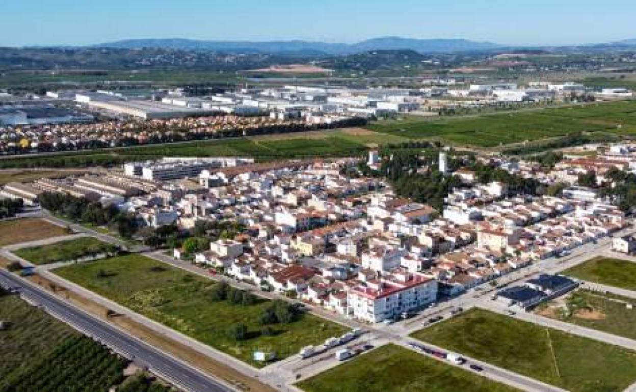 Imagen aérea de la localidad de Loriguilla. 