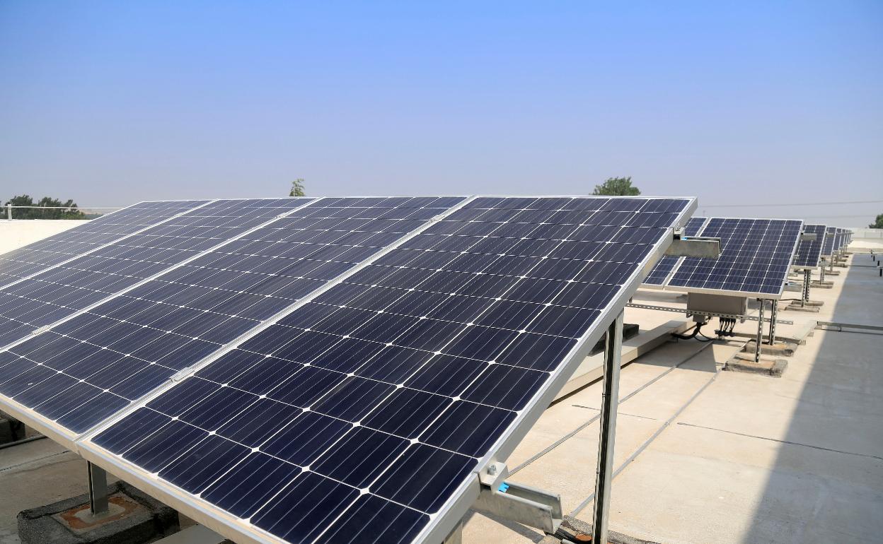 Placas fotovoltaicas en los edificios. 