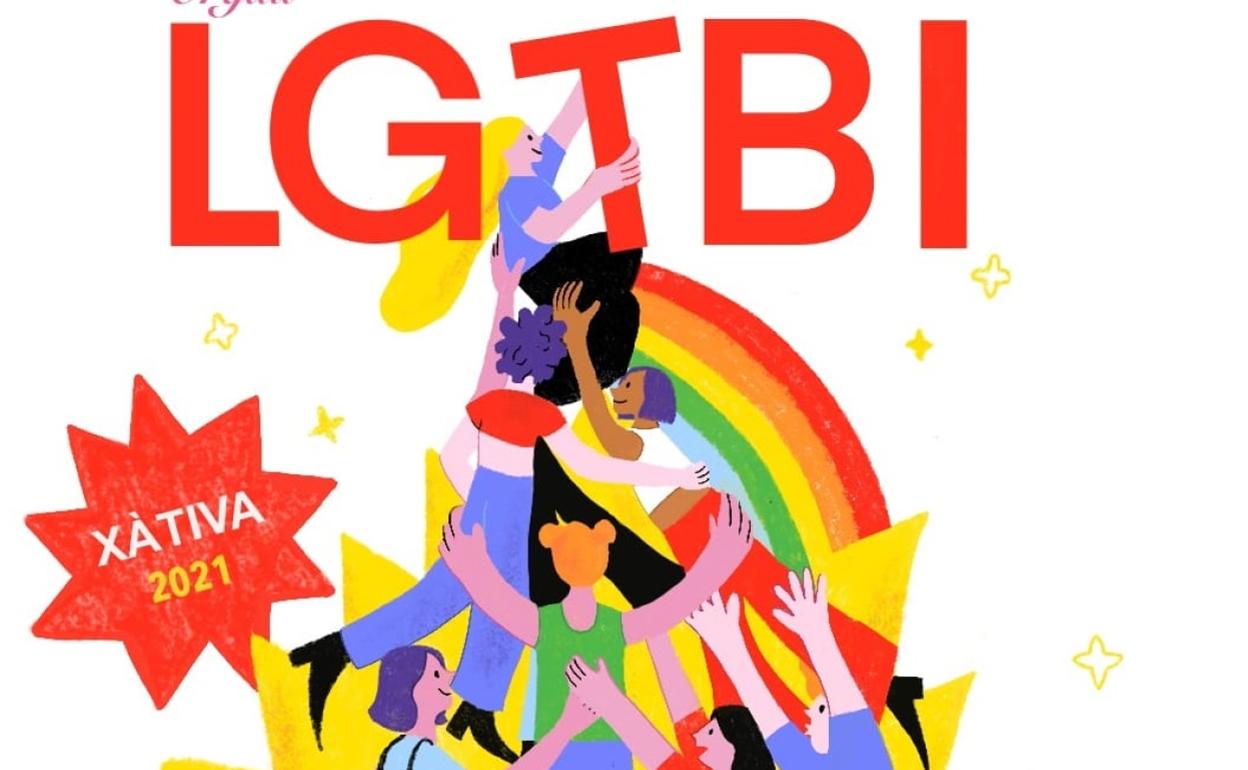 Cartel ganador del concurso para la Semana del Orgullo LGTBI en Xàtiva.