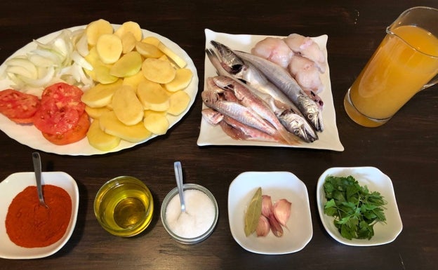 Los ingredientes para preparar el plato emblemático de Xàbia. 