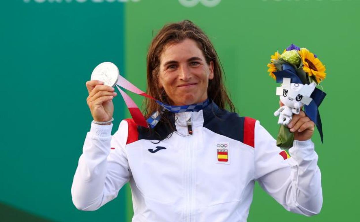 Maialen Chourraut, radiante con su medalla de plata. 